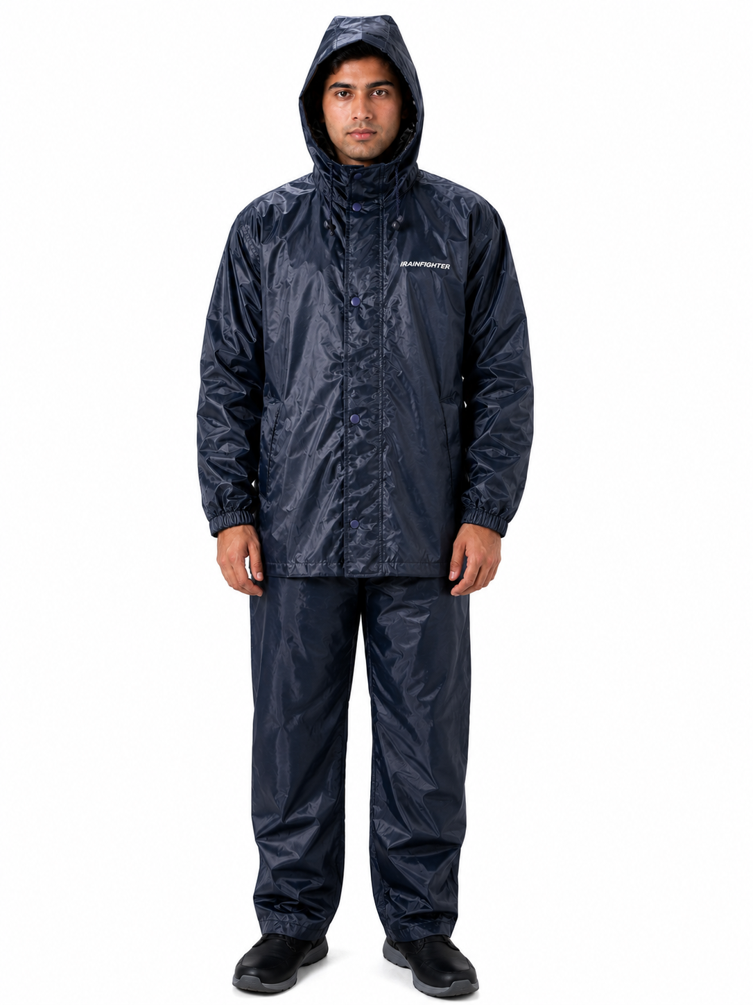 Premium Hooded Raincoat for Men | Waterproof Lightweight Rain Jacket with Front Pockets | Travel & Riding Rain Wear