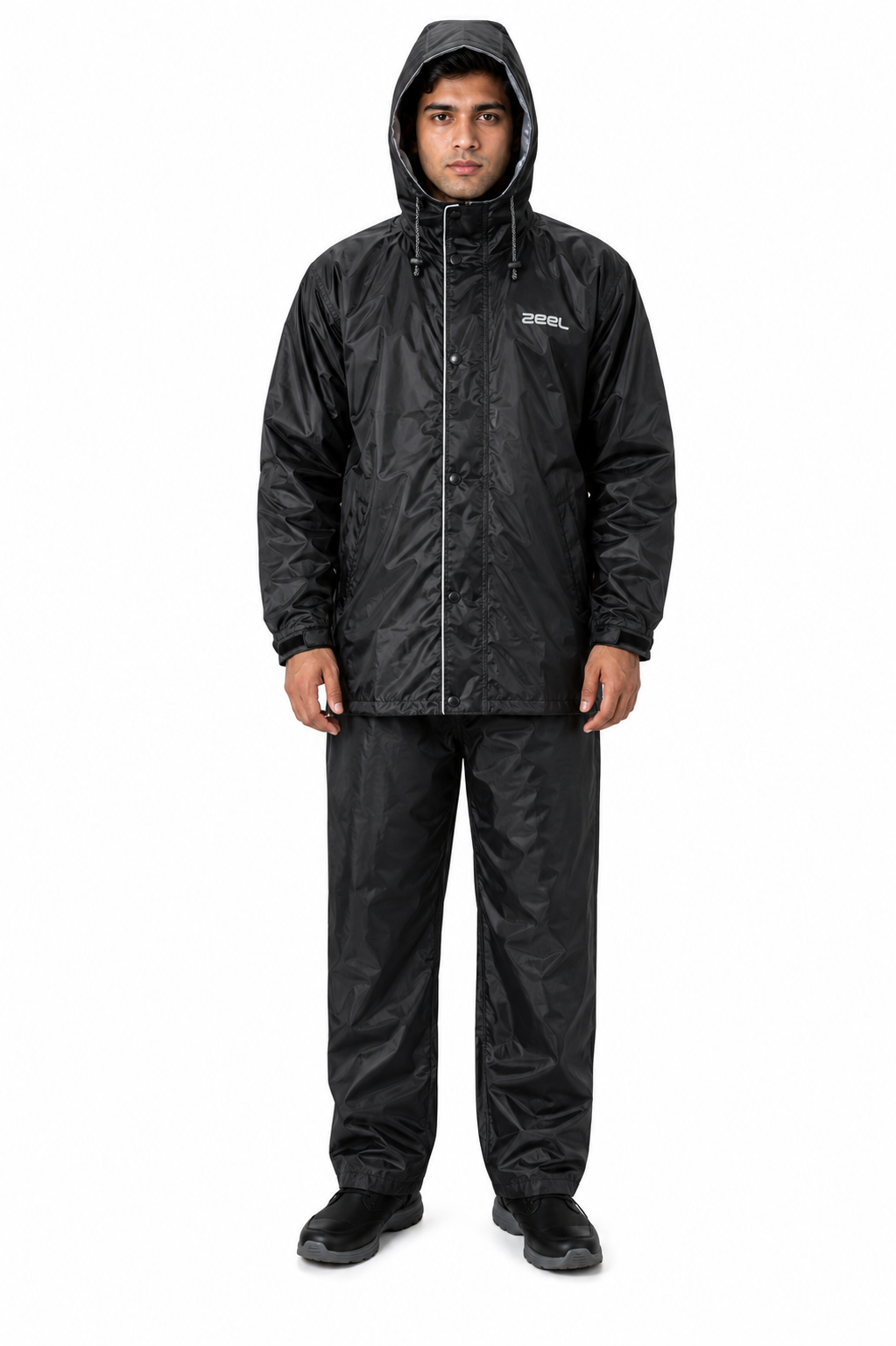 ZEEL Men's Reflective Waterproof Hooded Raincoat | Lightweight Rain Jacket for Bike Riding, Travel & Outdoor | Windproof Full Sleeve |