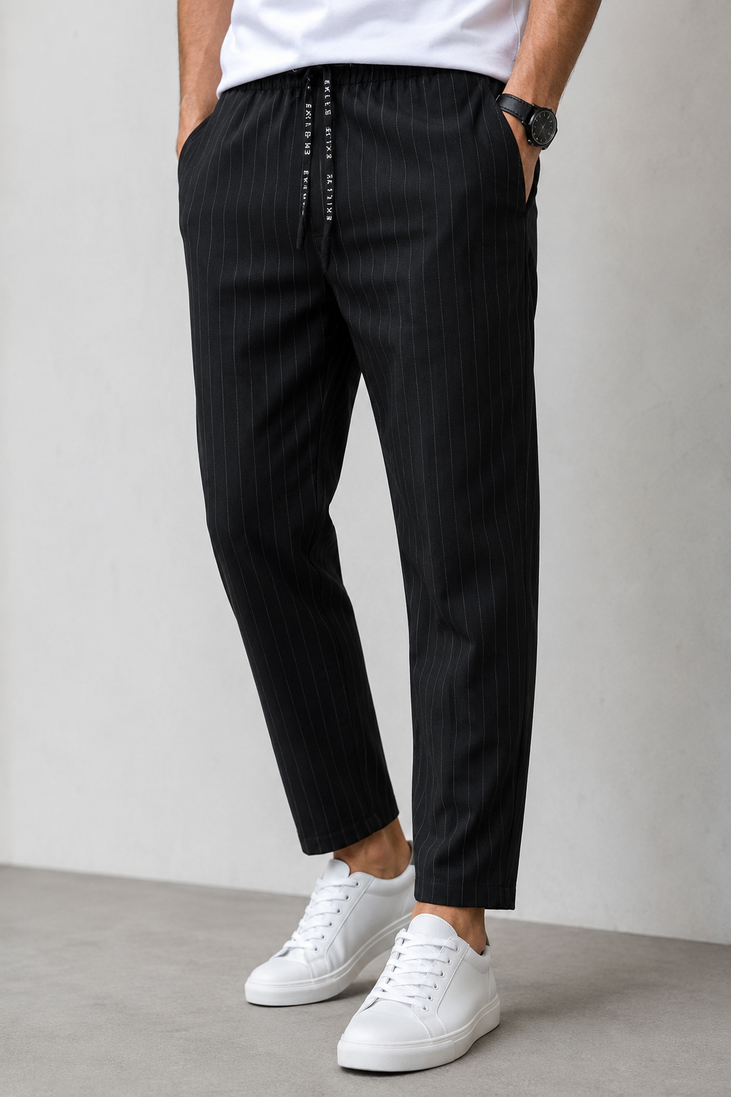 Men's Light Beige Striped Linen Trouser | Premium Casual Lower