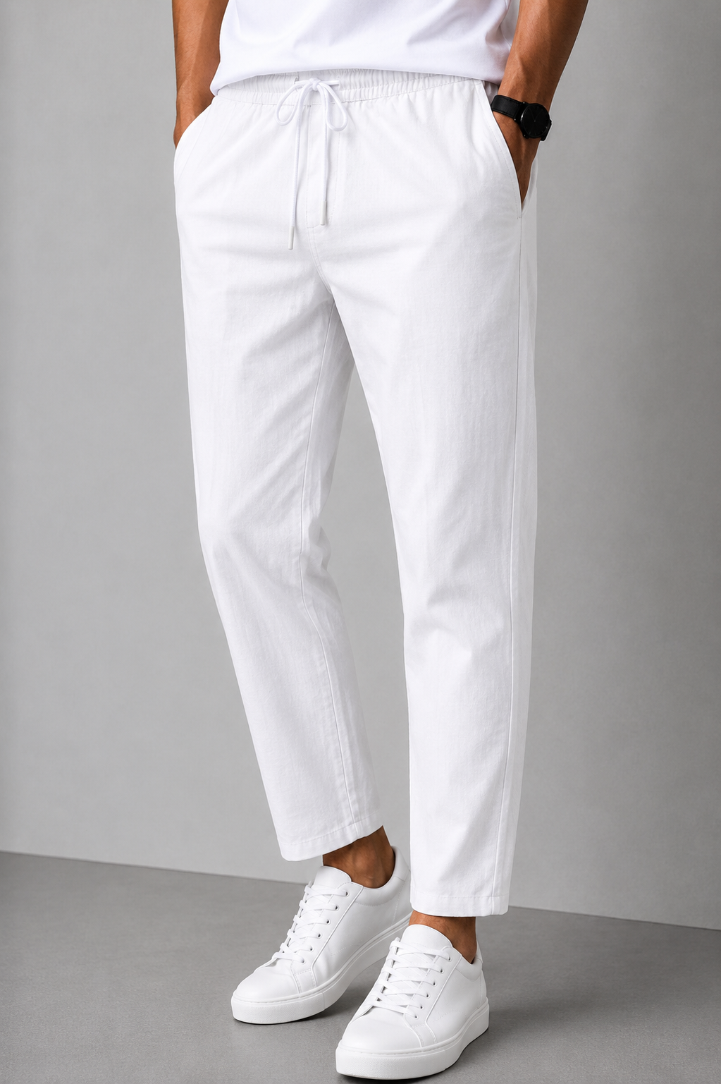 Men's Premium Linen Blend Drawstring Lower Trousers