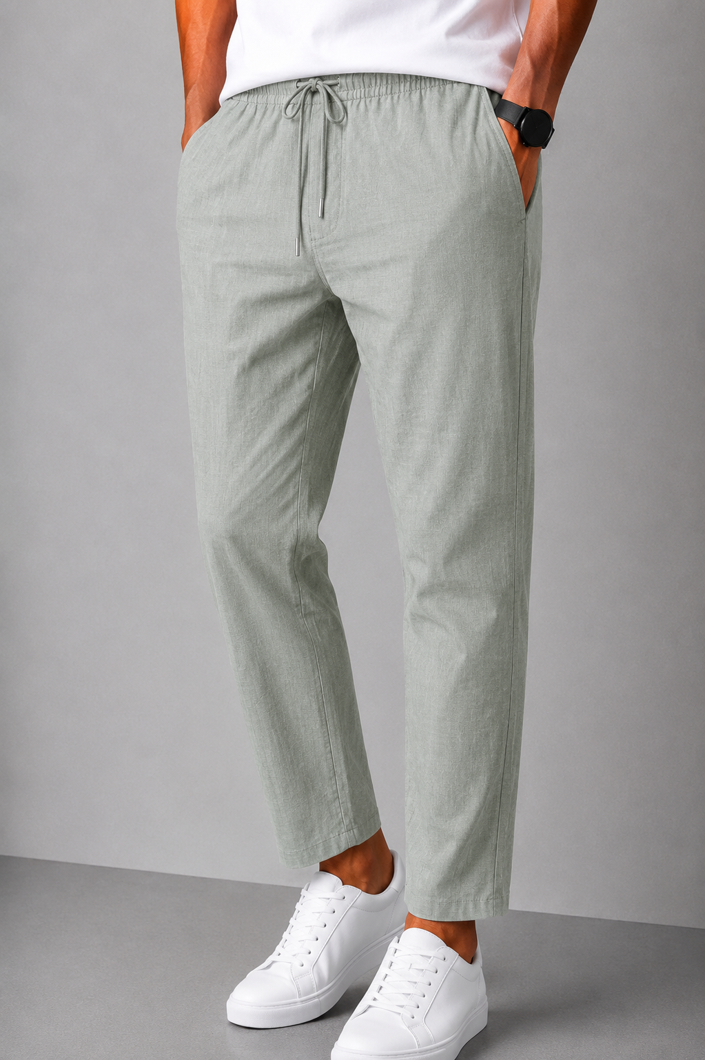 Men's Premium Linen Blend Drawstring Lower Trousers